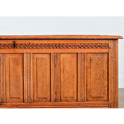French 18th Century Solid Oak Carved Coffer