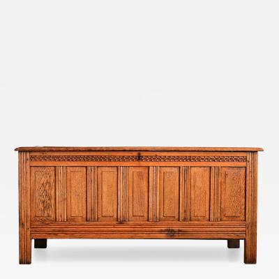 French 18th Century Solid Oak Carved Coffer