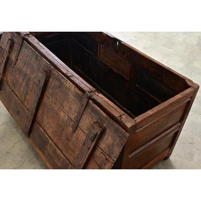 French 18th Century Solid Oak Carved Coffer