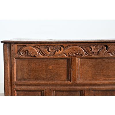 French 18th Century Solid Oak Carved Coffer