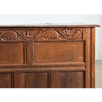 French 18th Century Solid Oak Carved Coffer