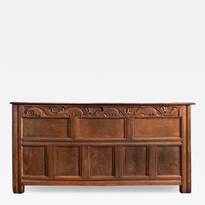 French 18th Century Solid Oak Carved Coffer