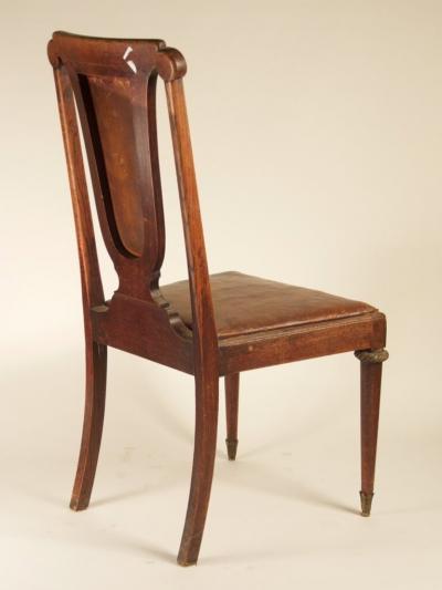 French 1920s set of 6 dining chairs in oak brass