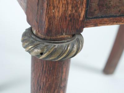 French 1920s set of 6 dining chairs in oak brass