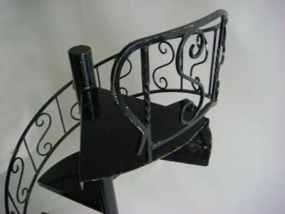 French 1940s Black Lacquered Metal Circular Display Staircase