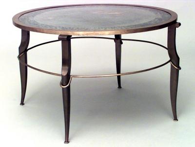 French 1940s Bronze and Brass Round Coffee Table