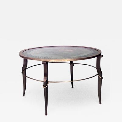 French 1940s Bronze and Brass Round Coffee Table