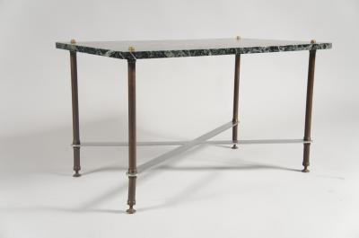 French 1940s Bronze and Marble Cocktail Table