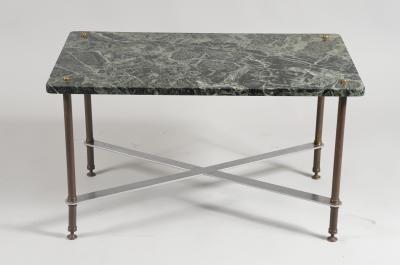 French 1940s Bronze and Marble Cocktail Table