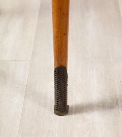 French 1940s Circular Wood Side Table with Brass Sabot