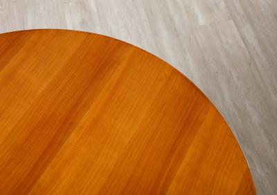 French 1940s Circular Wood Side Table with Brass Sabot