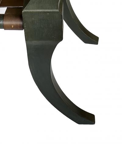 French 1940s Forest Green Painted Klismos Chair with Leather Strapwork Seat