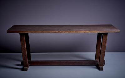 French 1940s Heavy Solid Studio Dining Table in Oak