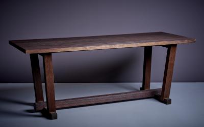 French 1940s Heavy Solid Studio Dining Table in Oak