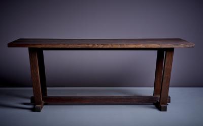 French 1940s Heavy Solid Studio Dining Table in Oak