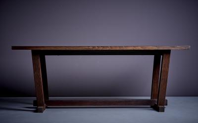 French 1940s Heavy Solid Studio Dining Table in Oak