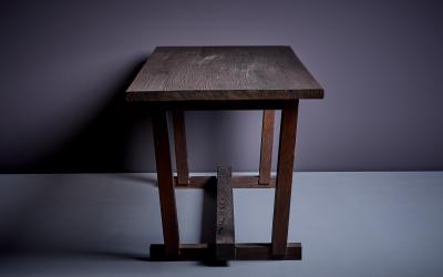 French 1940s Heavy Solid Studio Dining Table in Oak