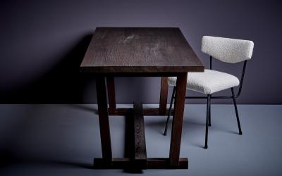 French 1940s Heavy Solid Studio Dining Table in Oak