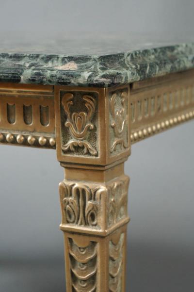 French 1940s Marble Top Table with Brass Base
