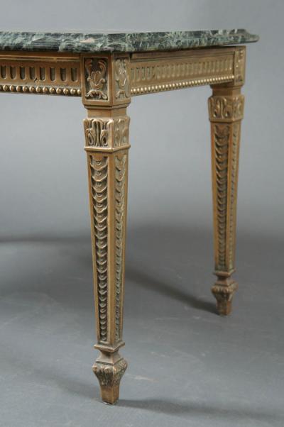 French 1940s Marble Top Table with Brass Base