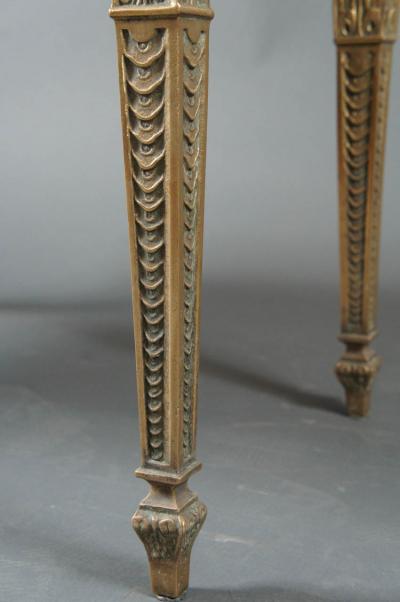 French 1940s Marble Top Table with Brass Base