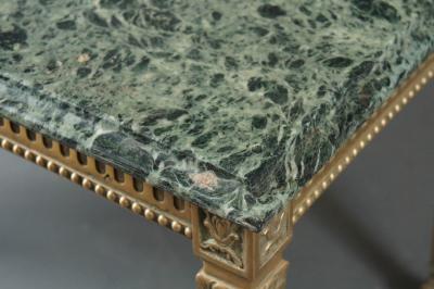 French 1940s Marble Top Table with Brass Base