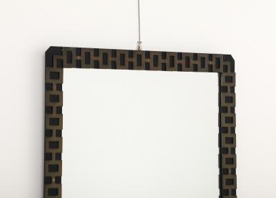 French 1940s Metal and Brass Wall Mirror