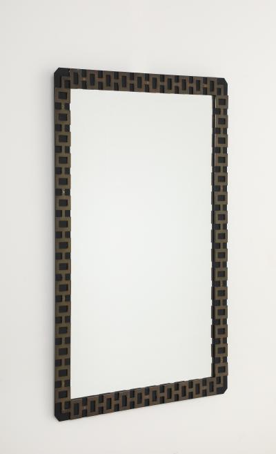 French 1940s Metal and Brass Wall Mirror