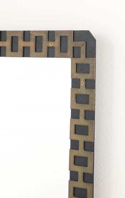 French 1940s Metal and Brass Wall Mirror