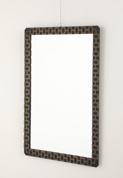 French 1940s Metal and Brass Wall Mirror