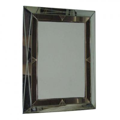 French 1940s Modern Neoclassical Mirrored Frame Mirror