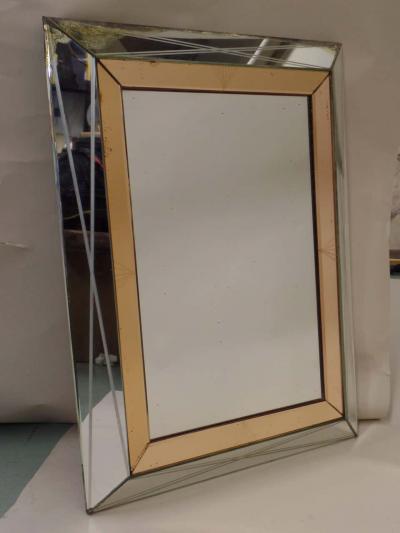 French 1940s Modern Neoclassical Mirrored Frame Mirror