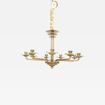 French 1940s Modernist Steel Chandelier