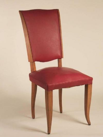 French 1940s Set of Eight Dining Chairs in Beech
