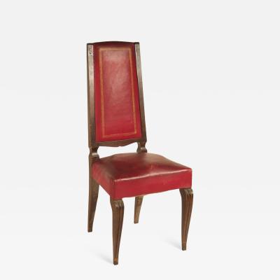 French 1940s Set of Eight High Back Dining Chairs