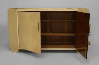 French 1940s White Parchment Narrow Sideboard Cabinet