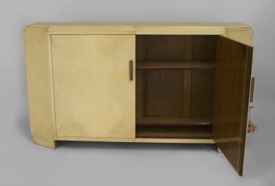 French 1940s White Parchment Narrow Sideboard Cabinet