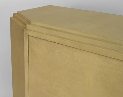 French 1940s White Parchment Narrow Sideboard Cabinet