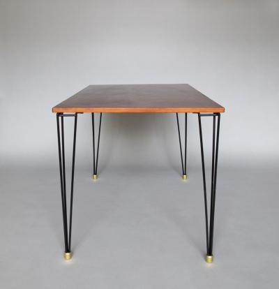 French 1950s Black Metal and Wood Occasional Writing Table