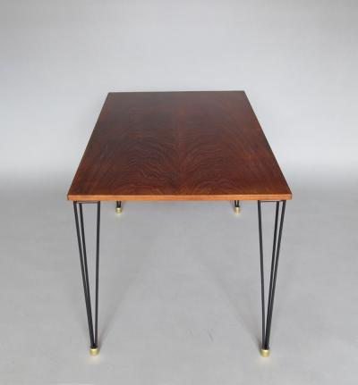 French 1950s Black Metal and Wood Occasional Writing Table
