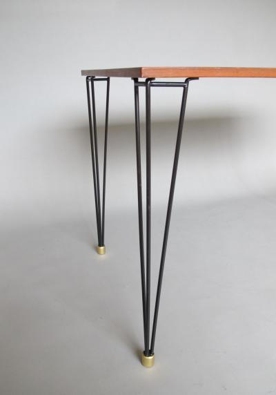French 1950s Black Metal and Wood Occasional Writing Table
