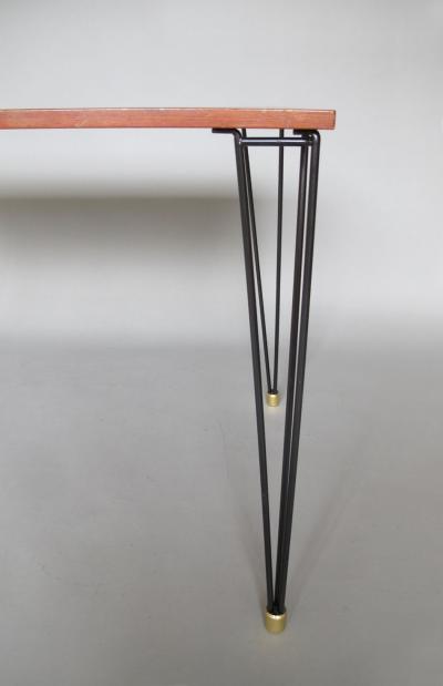 French 1950s Black Metal and Wood Occasional Writing Table