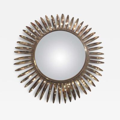 French 1950s Brass Starburst Mirror