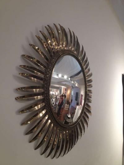 French 1950s Brass Starburst Mirror