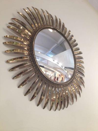 French 1950s Brass Starburst Mirror