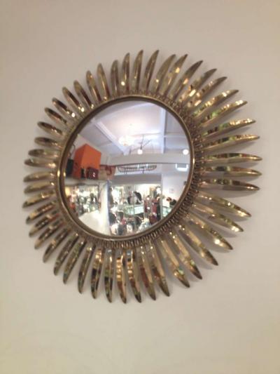 French 1950s Brass Starburst Mirror