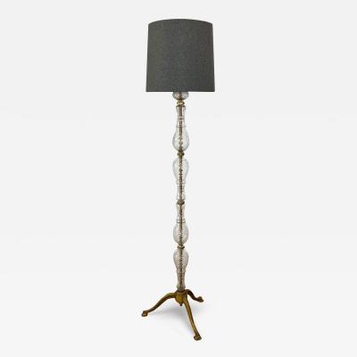 French 1960s Floor Lamp with a Glass Column