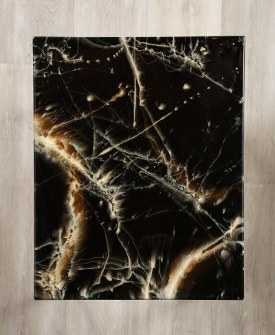 French 1970s Chrome and Faux Stone Nesting Tables