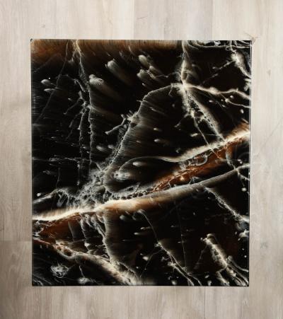 French 1970s Chrome and Faux Stone Nesting Tables