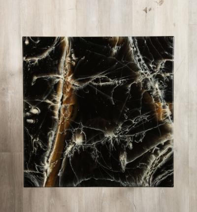 French 1970s Chrome and Faux Stone Nesting Tables